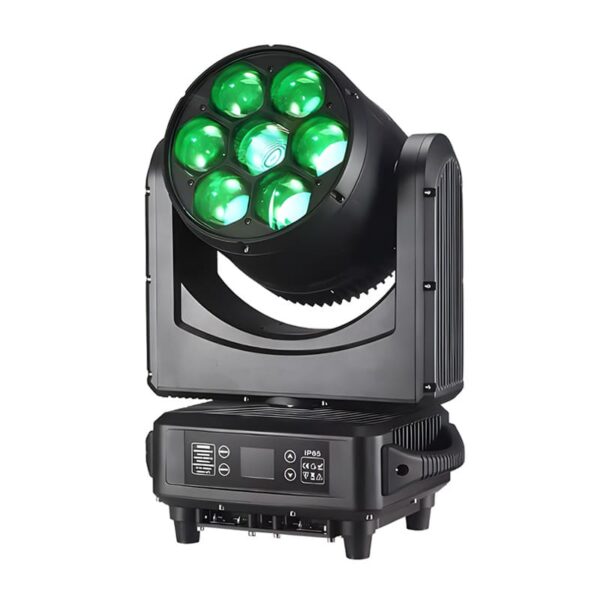 Outdoor IP65 rated LED Bee Eye Moving Wash Light with 7*60W RGBW 4IN1 configuration, perfect for vibrant lighting effects outdoors.