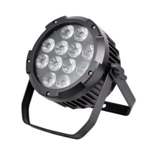 12x18W 6in1 RGBWA+UV LED Par Light front view showing 12 high-power LED array with die-cast aluminum housing