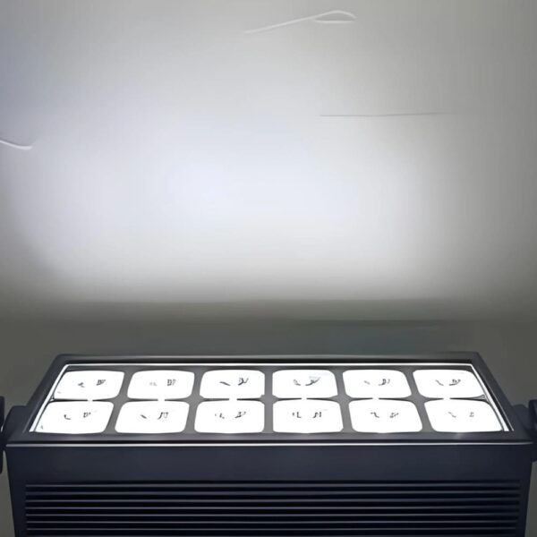 12x20W RGBWA UV LED wall washer light illuminating an outdoor event space.