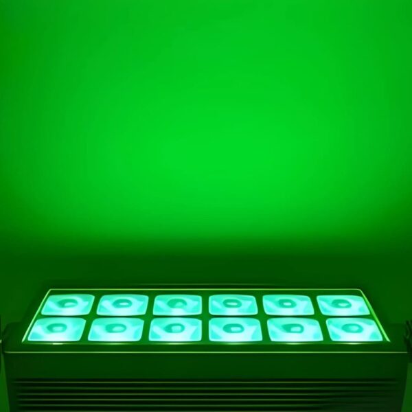 12x20W RGBWA UV LED wall washer light illuminating an outdoor event space.