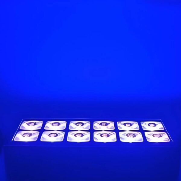 12x20W RGBWA UV LED wall washer light illuminating an outdoor event space.
