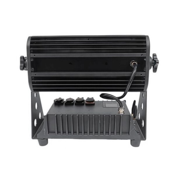 Rear view of portable LED wall washer light with DMX and APP control ports for wireless operation.