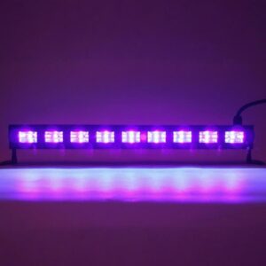 Close-up of 9x3W UV LEDs in blacklight wall washer