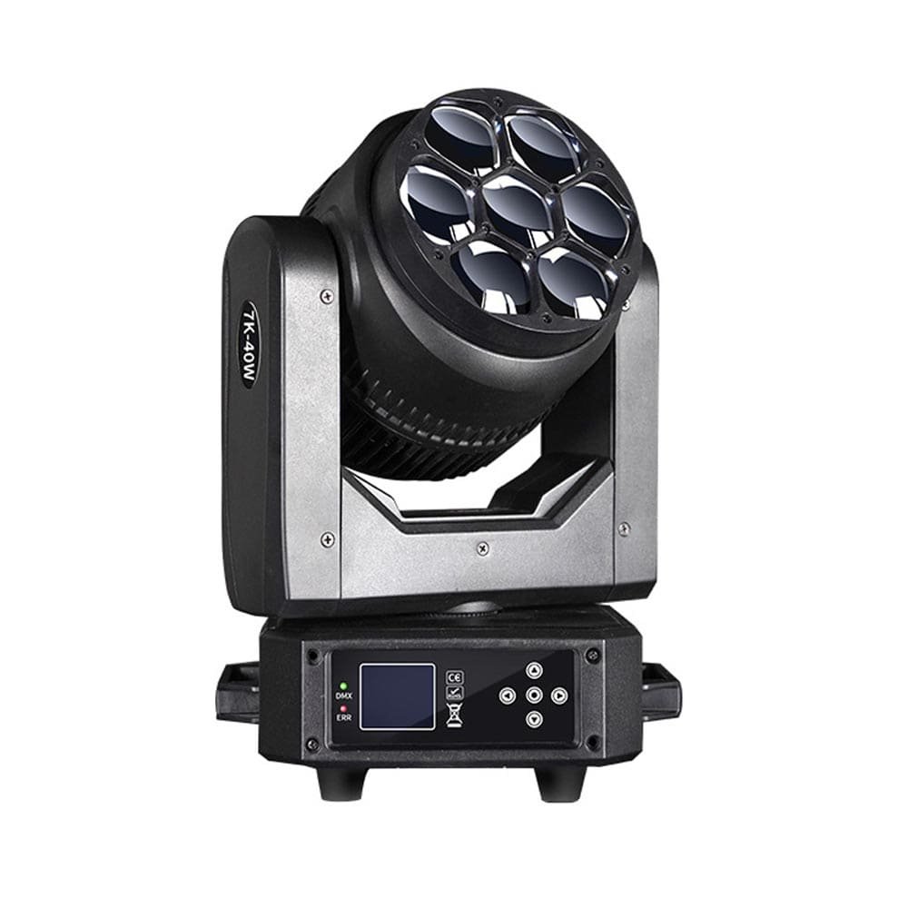 7x40W RGBW Moving Head Wash Light front view – QIANSHILIGHT