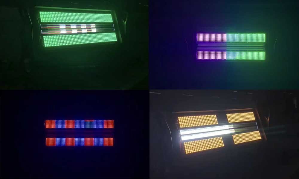 RGB color mixing and strobe effect for DJ and concert lighting