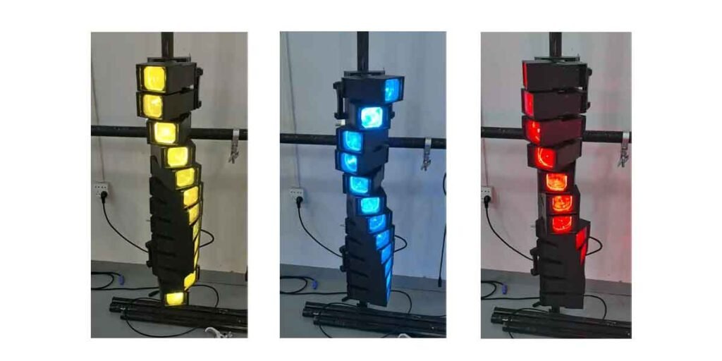 pixel beam moving head fixture with multiple independently controlled beam heads